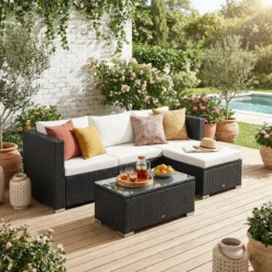 sweeek Salotto da giardino in resina, 4 posti