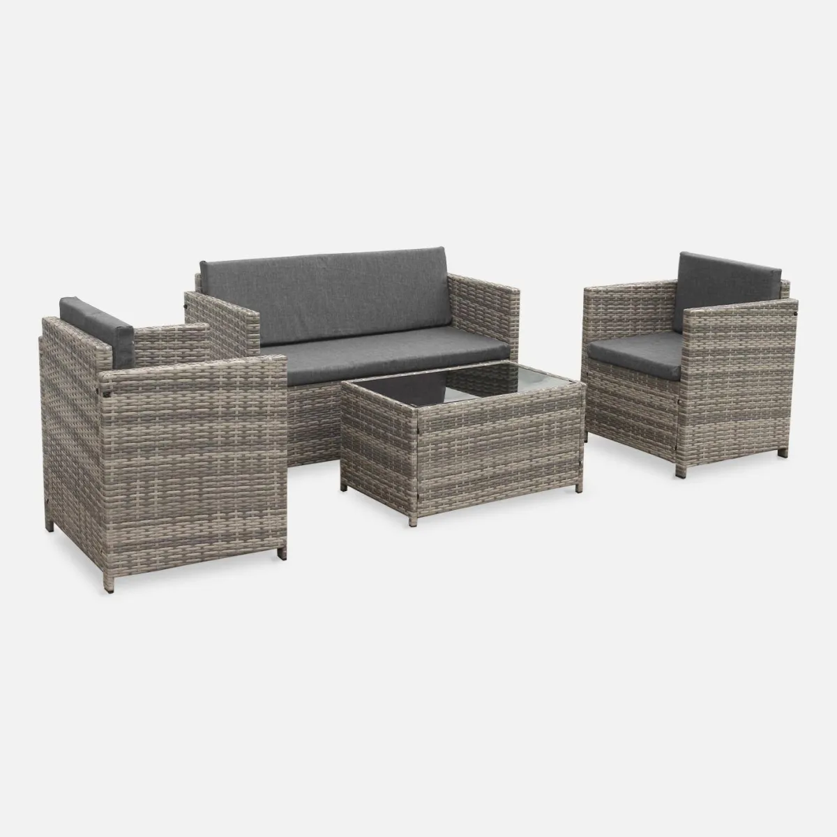 sweeek Salotto da giardino in resina intrecciata, 4 posti