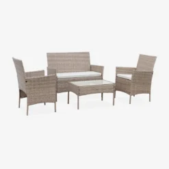 sweeek Salotto da giardino in resina intrecciata, 4 posti