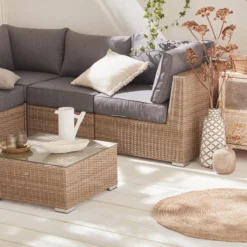 sweeek Salotto da giardino in resina intrecciata, 5 posti
