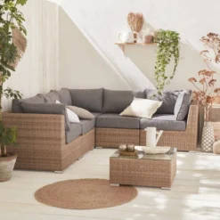 sweeek Salotto da giardino in resina intrecciata, 5 posti