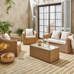 sweeek Salotto da giardino in resina intrecciata, 4 posti