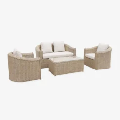 sweeek Salotto da giardino in resina intrecciata, 4 posti