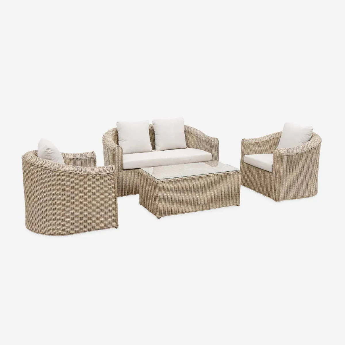 sweeek Salotto da giardino in resina intrecciata, 4 posti
