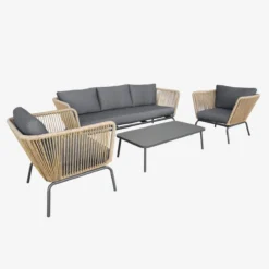 sweeek Salotto da giardino in resina intrecciata effetto rattan, 5 posti