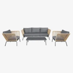 sweeek Salotto da giardino in resina intrecciata effetto rattan, 5 posti