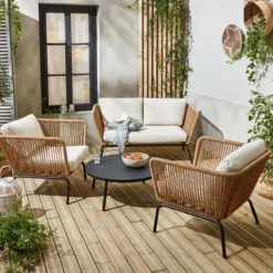 sweeek Salotto da giardino in resina intrecciata effetto rattan, 4 posti