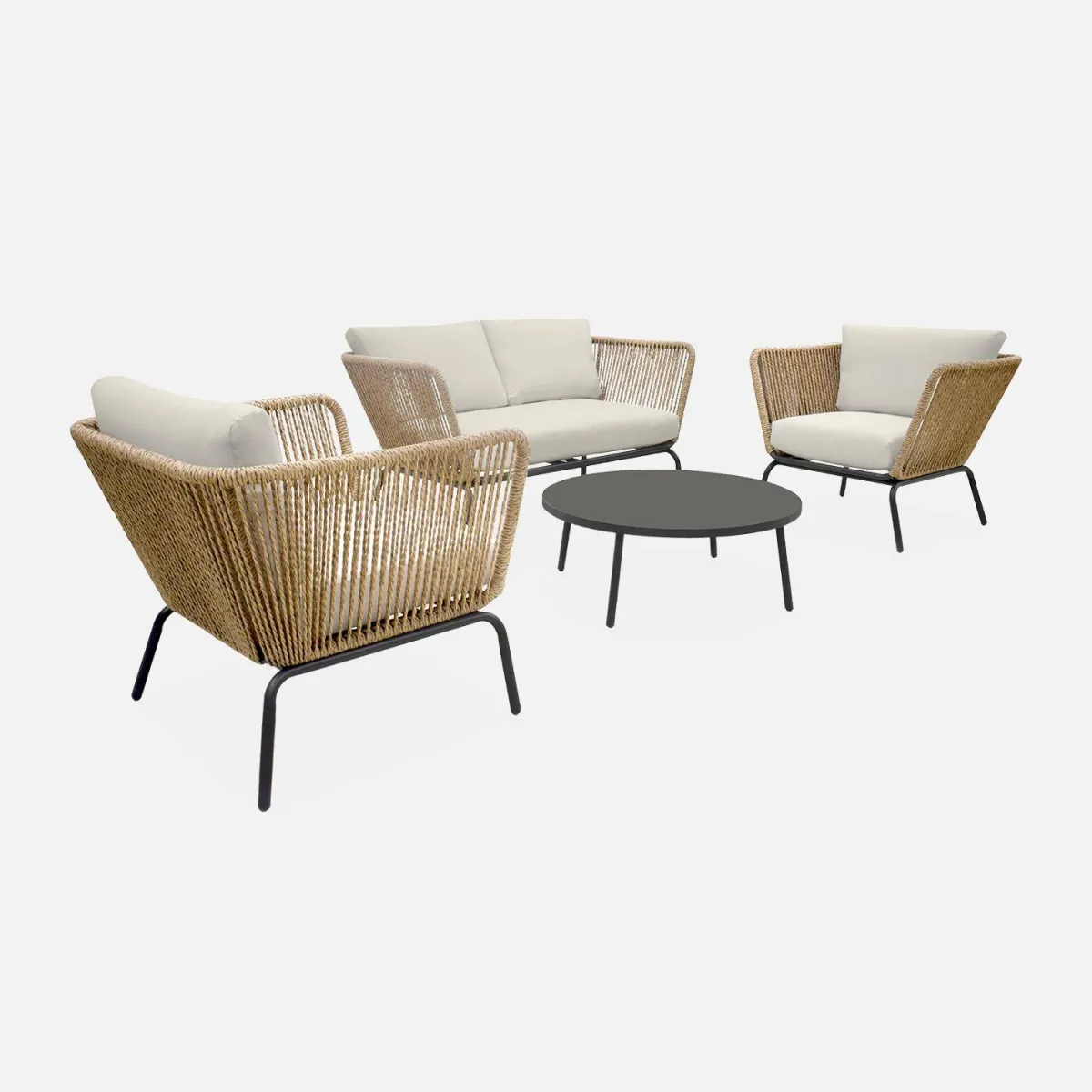 sweeek Salotto da giardino in resina intrecciata effetto rattan, 4 posti