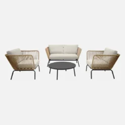sweeek Salotto da giardino in resina intrecciata effetto rattan, 4 posti