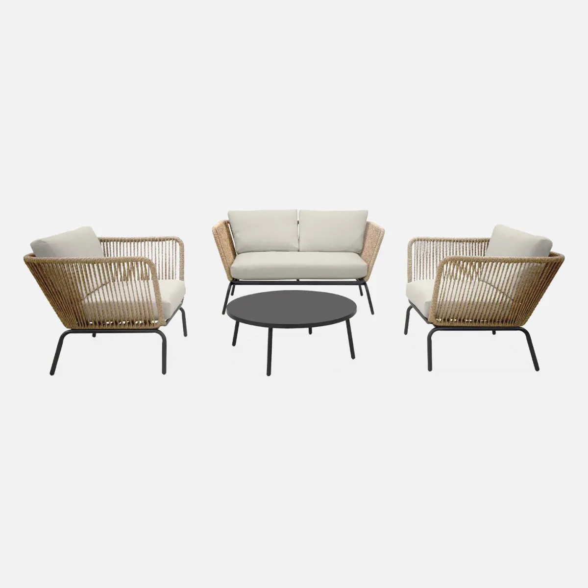 sweeek Salotto da giardino in resina intrecciata effetto rattan, 4 posti
