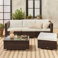 sweeek Salotto da giardino in resina, 4 posti