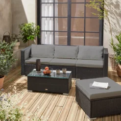 sweeek Salotto da giardino in resina, 4 posti