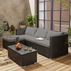 sweeek Salotto da giardino in resina, 4 posti