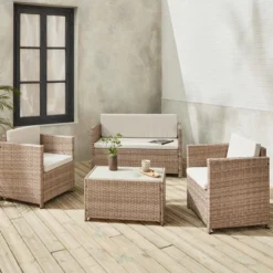sweeek Salotto da giardino in resina intrecciata, 4 posti