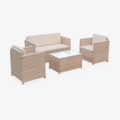 sweeek Salotto da giardino in resina intrecciata, 4 posti