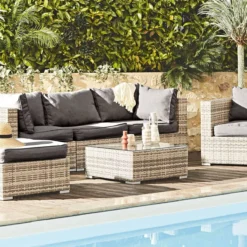 sweeek Salotto da giardino in resina intrecciata, 5 posti