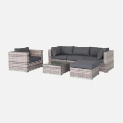 sweeek Salotto da giardino in resina intrecciata, 5 posti