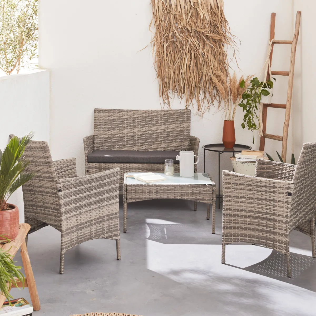 sweeek Salotto da giardino in resina intrecciata, 4 posti