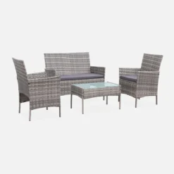 sweeek Salotto da giardino in resina intrecciata, 4 posti