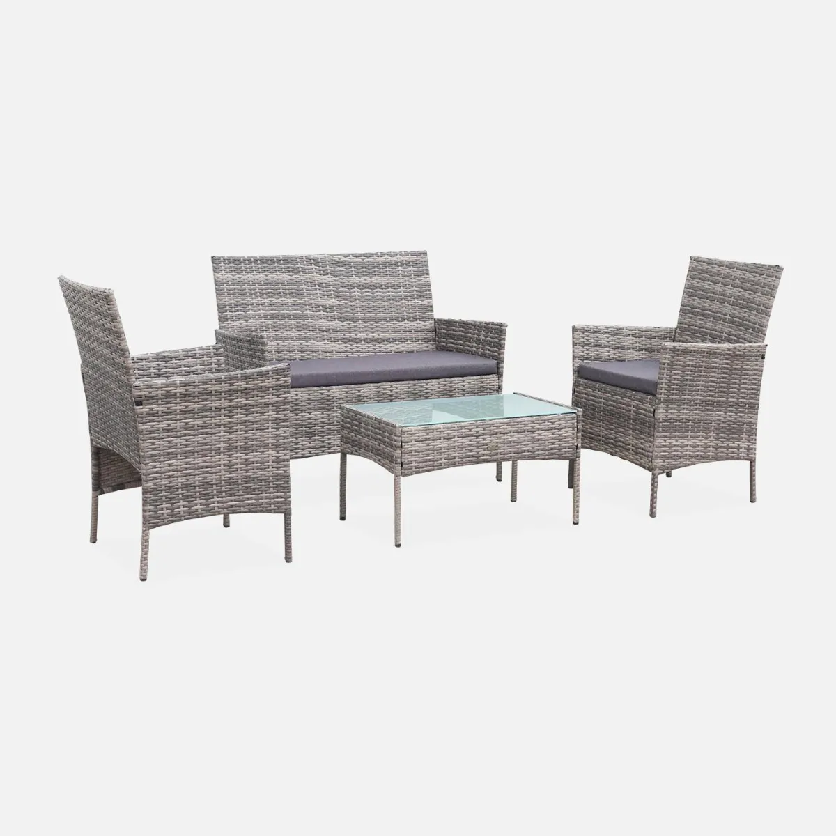 sweeek Salotto da giardino in resina intrecciata, 4 posti