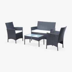 sweeek Salotto da giardino in resina intrecciata, 4 posti