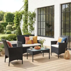 sweeek Salotto da giardino in resina intrecciata, 4 posti