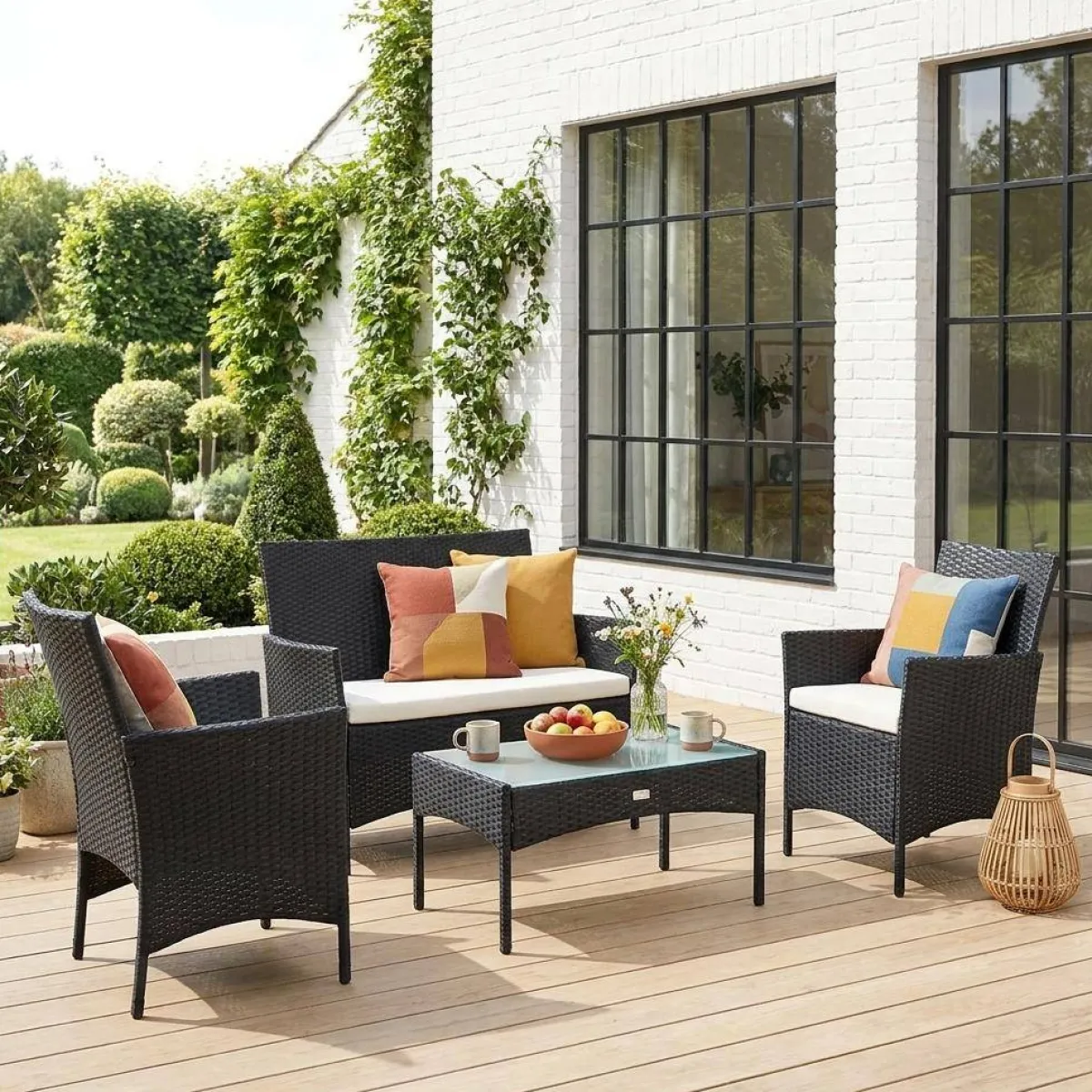 sweeek Salotto da giardino in resina intrecciata, 4 posti