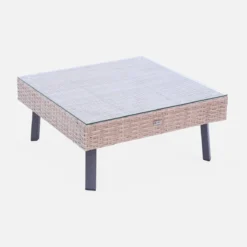 sweeek Salotto da giardino in resina intrecciata piatta, 5 posti