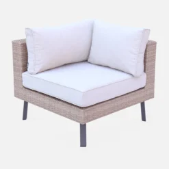 sweeek Salotto da giardino in resina intrecciata piatta, 5 posti