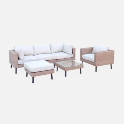 sweeek Salotto da giardino in resina intrecciata piatta, 5 posti