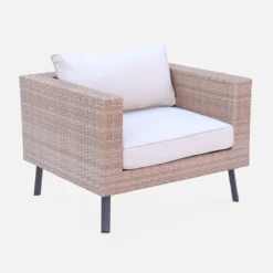 sweeek Salotto da giardino in resina intrecciata piatta, 5 posti