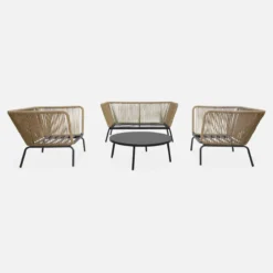sweeek Salotto da giardino in resina intrecciata effetto rattan, 4 posti
