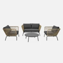 sweeek Salotto da giardino in resina intrecciata effetto rattan, 4 posti