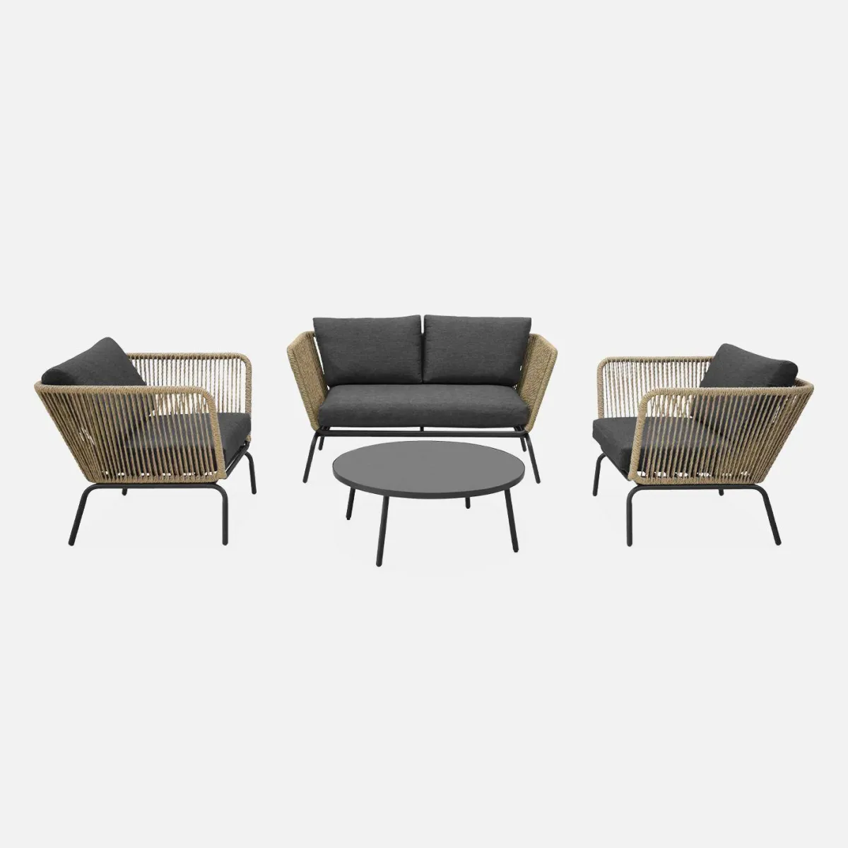 sweeek Salotto da giardino in resina intrecciata effetto rattan, 4 posti