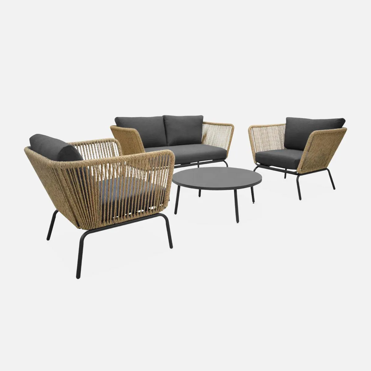 sweeek Salotto da giardino in resina intrecciata effetto rattan, 4 posti