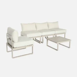 sweeek Salotto da giardino modulare in alluminio, 4 posti