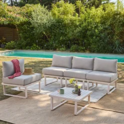 sweeek Salotto da giardino modulare in alluminio, 4 posti