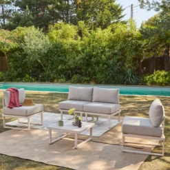 sweeek Salotto da giardino modulare in alluminio, 4 posti