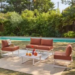sweeek Salotto da giardino modulare in alluminio, 4 posti