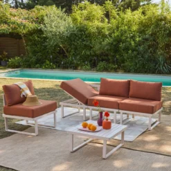 sweeek Salotto da giardino modulare in alluminio, 4 posti