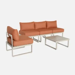 sweeek Salotto da giardino modulare in alluminio, 4 posti