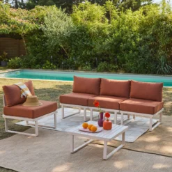 sweeek Salotto da giardino modulare in alluminio, 4 posti