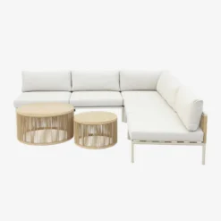 sweeek Salotto da giardino modulare in alluminio e corde, 5 posti