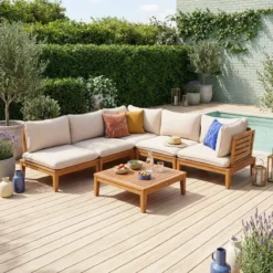 sweeek Salotto da giardino modulare in legno di acacia, 5 posti