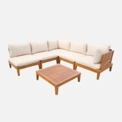 sweeek Salotto da giardino modulare in legno di acacia, 5 posti