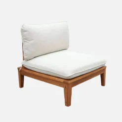 sweeek Salotto da giardino modulare in legno di acacia e bouclé, 5 posti