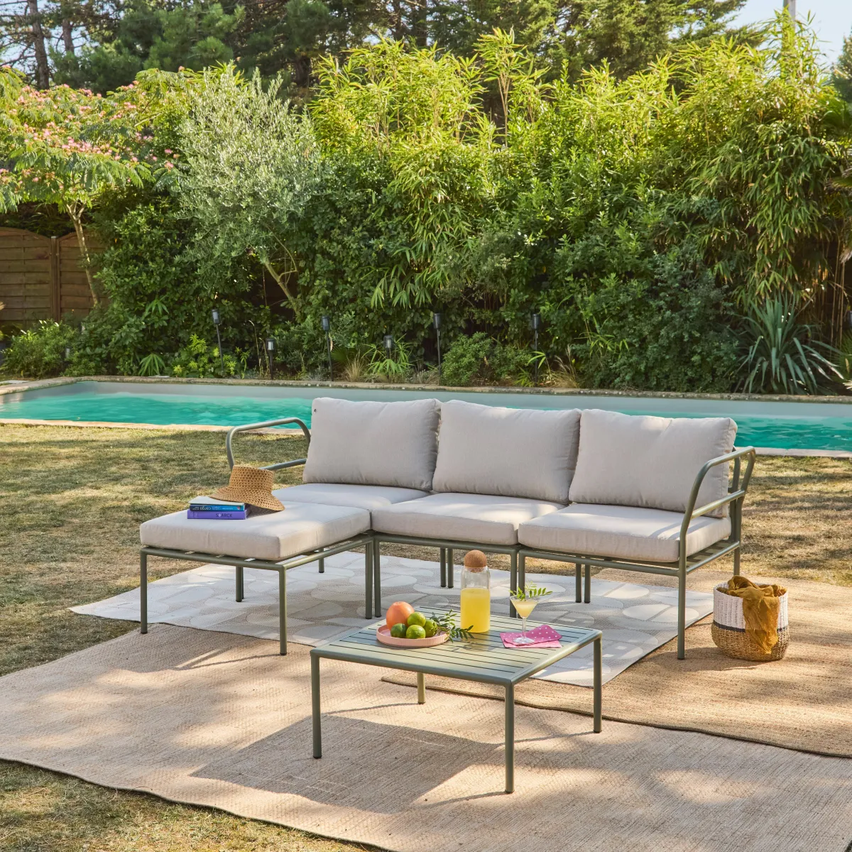 sweeek Salotto da giardino modulare in alluminio, 4 posti