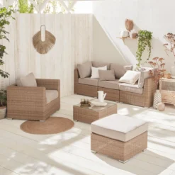 sweeek Salotto da giardino premium in resina intrecciata, 5 posti