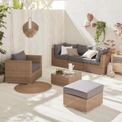 sweeek Salotto da giardino premium in resina intrecciata, 5 posti