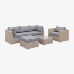 sweeek Salotto da giardino premium in resina intrecciata, 5 posti
